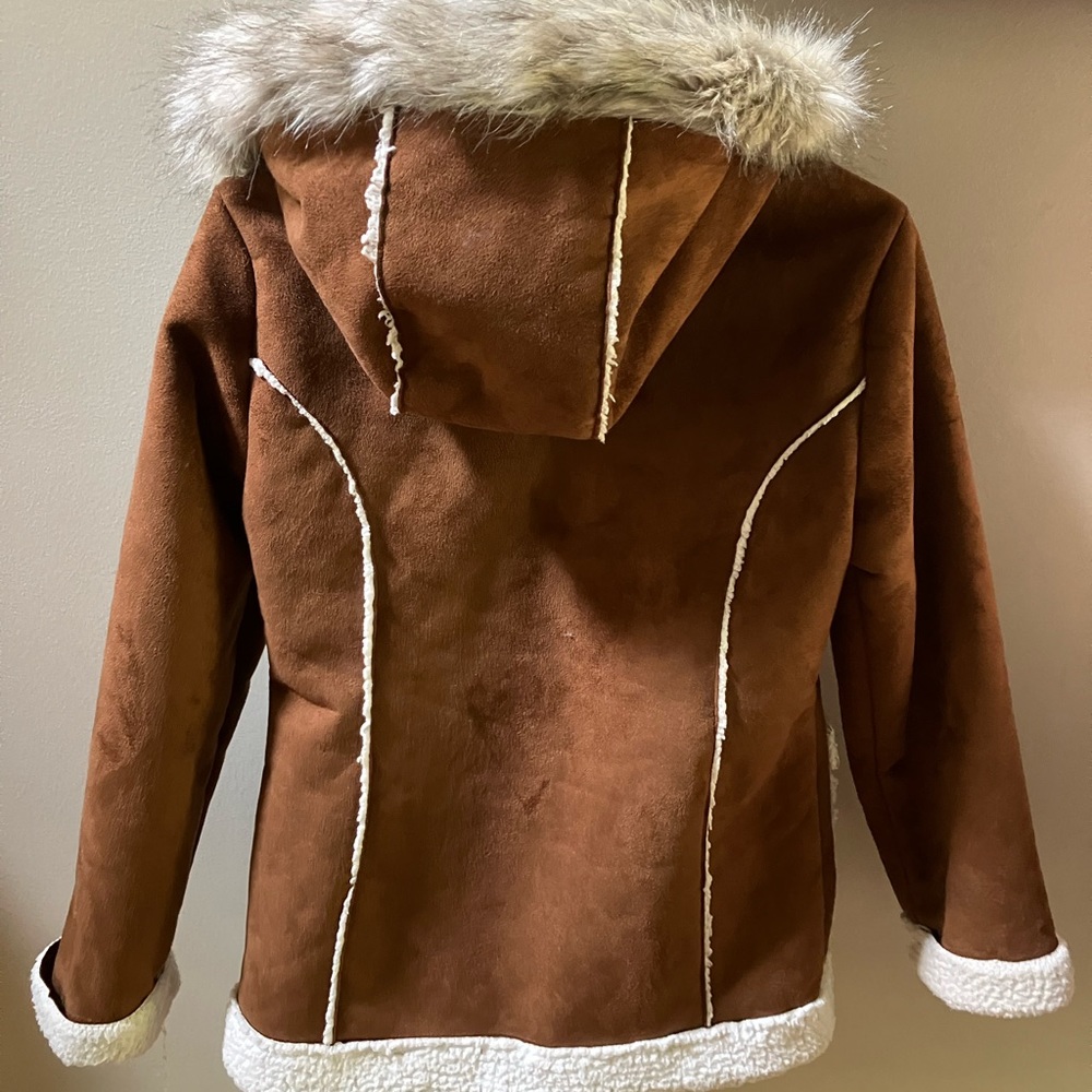 Justice size 12/14 kids jacket.  Like new. Brown with cream sherpa lined inside. - Picture 3 of 4